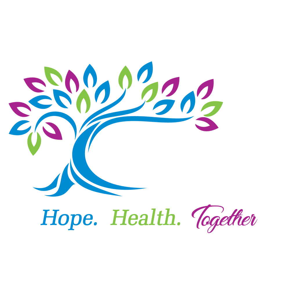 Health Solutions logo white text