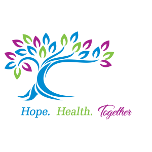 Health Solutions logo white text